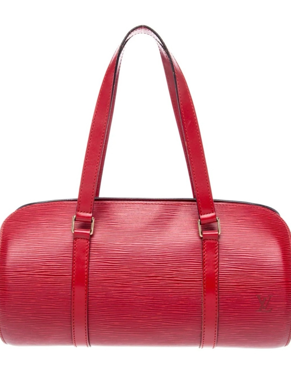 Red Textured Barrel Tote Bag